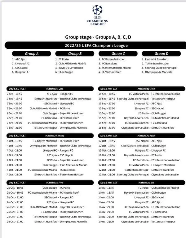 Uefa define calendário da Liga dos Campeões 2022-2023; veja datas - Jogada  - Diário do Nordeste