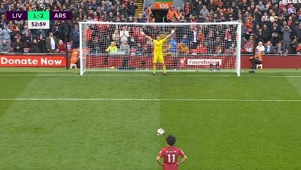 Salah falha grande penalidade contra Arsenal