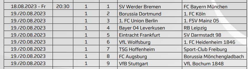 1ª jornada Bundesliga