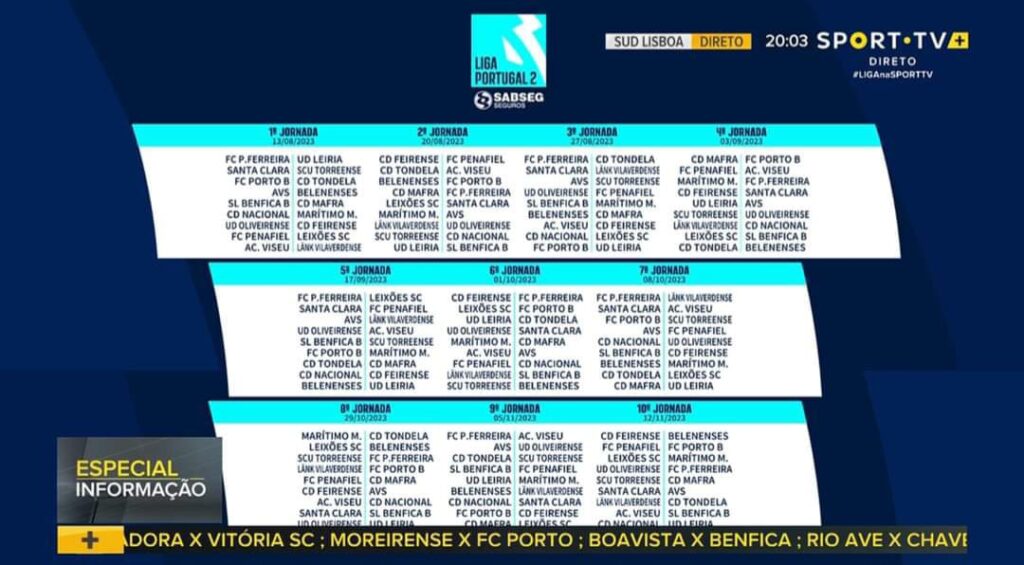 Segunda Liga Calendário