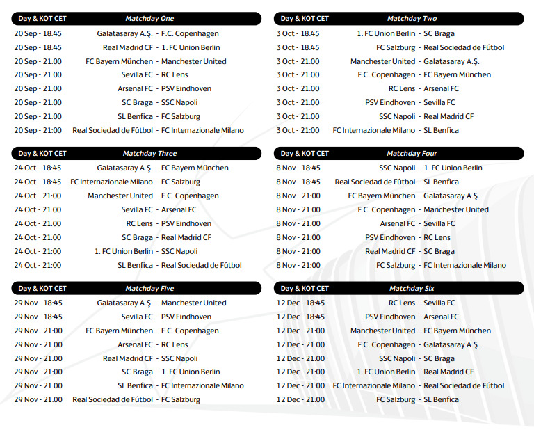 Champions League agenda 1