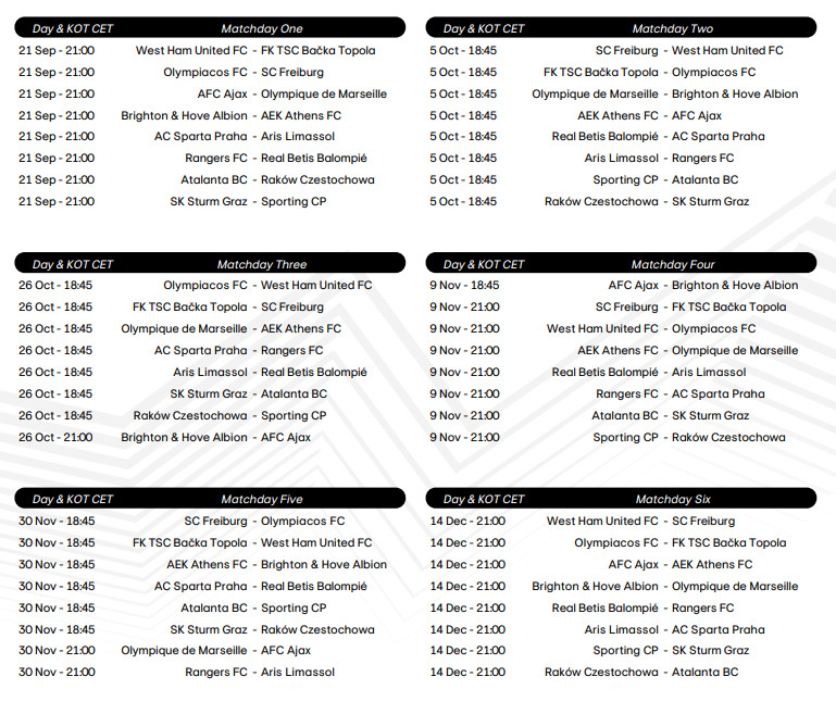 Europa League agenda 1