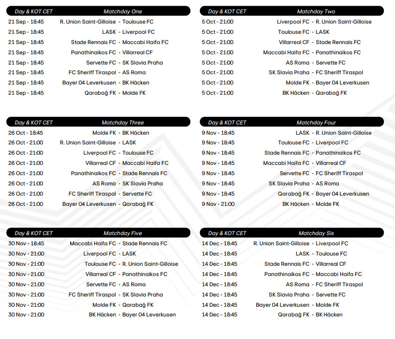 Europa League agenda 2