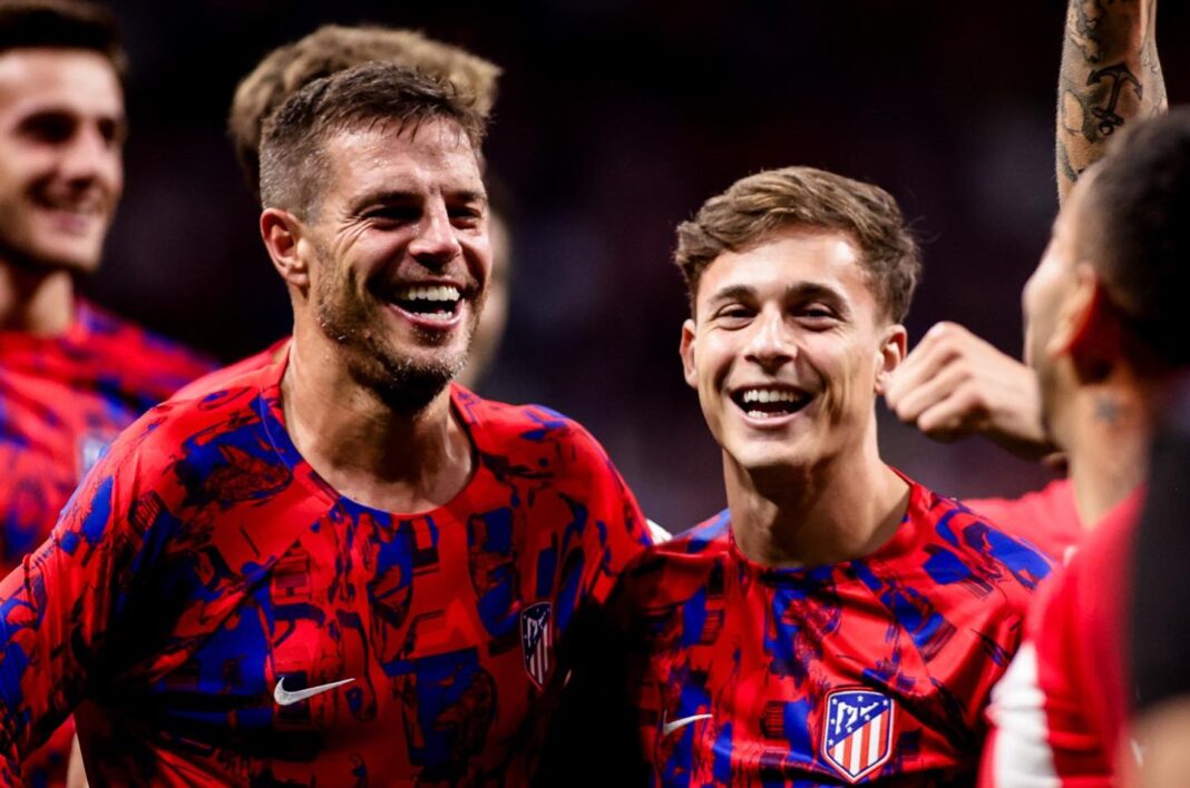 Atlético de Madrid jogadores a celebrar