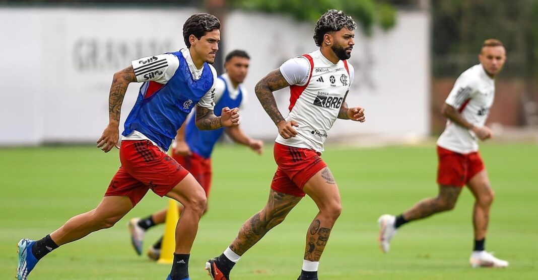 Gabriel Barbosa e Pedro e treinarem pelo Flamengo