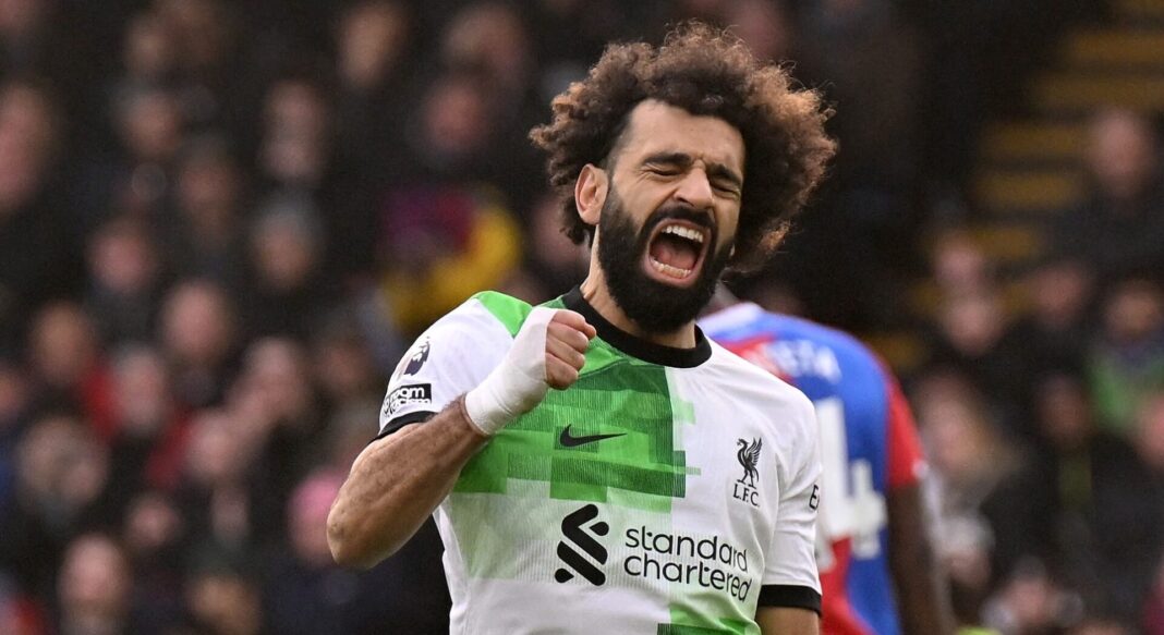 Mohamed Salah a celebrar golo pelo Liverpool