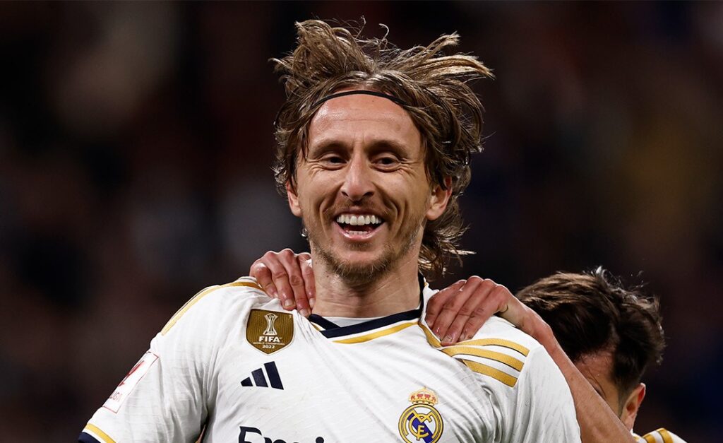 Luka Modric a celebrar golo pelo Real Madrid