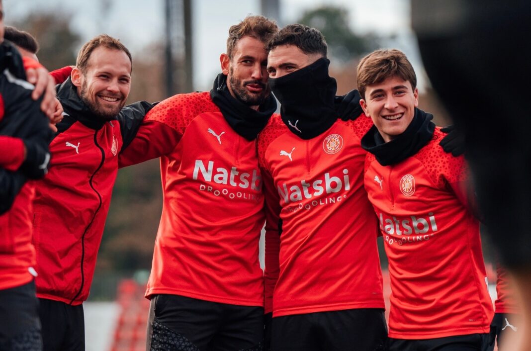 Jogadores do Girona a treinar em Barcelona