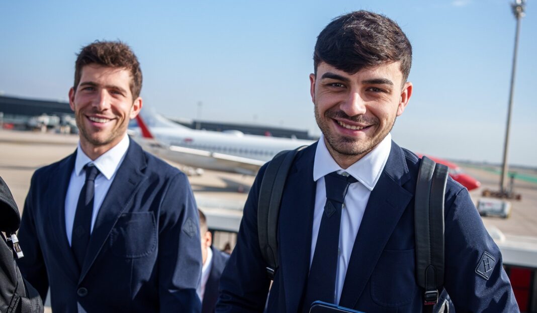 Barcelona atletas a chegar a aeroporto