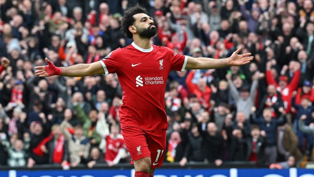 Mohamed Salah a fazer golo pelo Liverpool