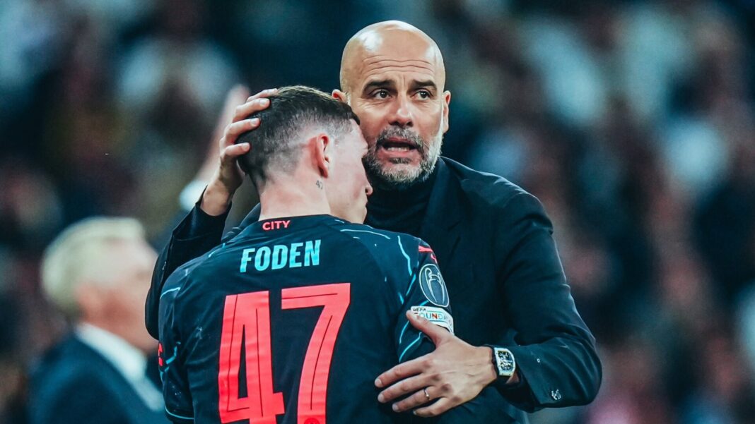 Pep Guardiola Phil Foden Manchester City