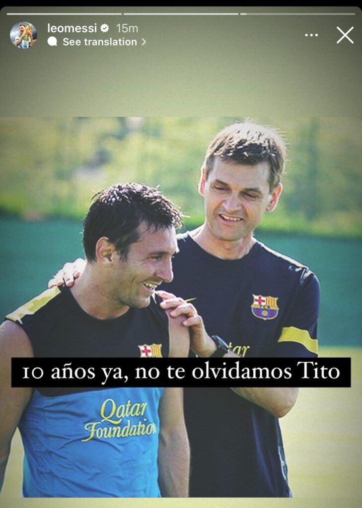 Lionel Messi recorda Tito Vilanova