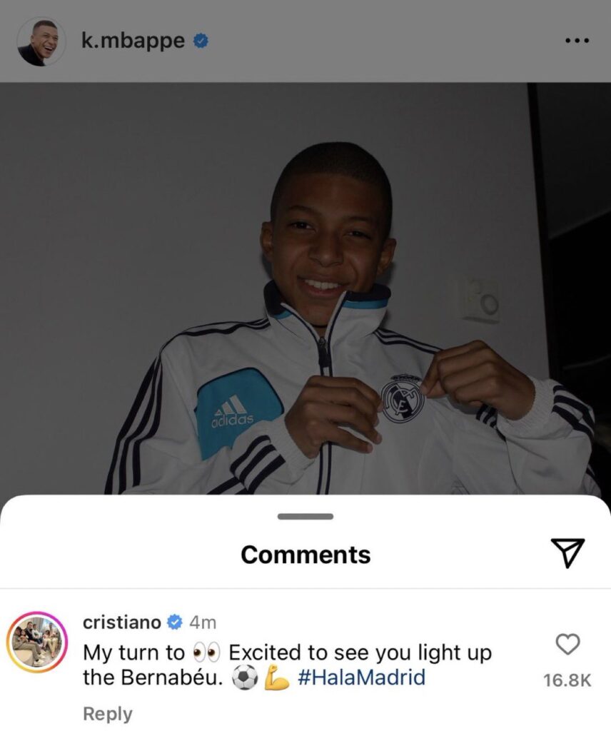Kylian Mbappé Cristiano Ronaldo Instagram