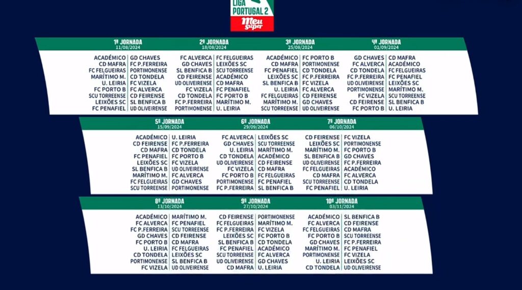 Segunda Liga Calendário