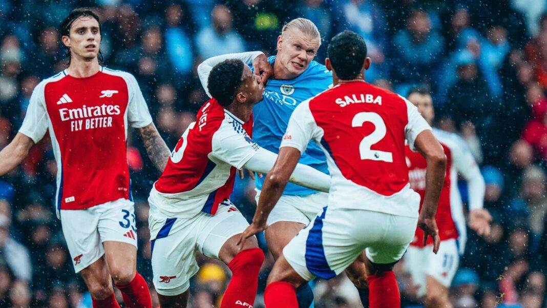 Erling Haaland Gabriel Magalhães Manchester City Arsenal